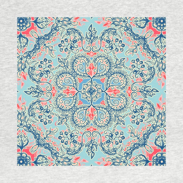 Gypsy Floral in Red & Blue by micklyn